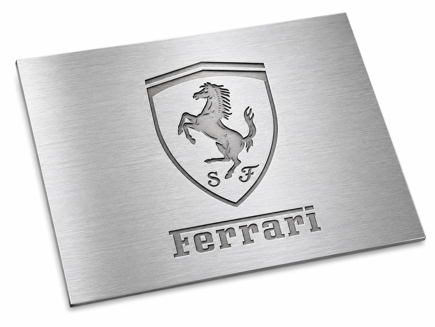 Acid Etched Stainless Steel Ferrari Logo Plate