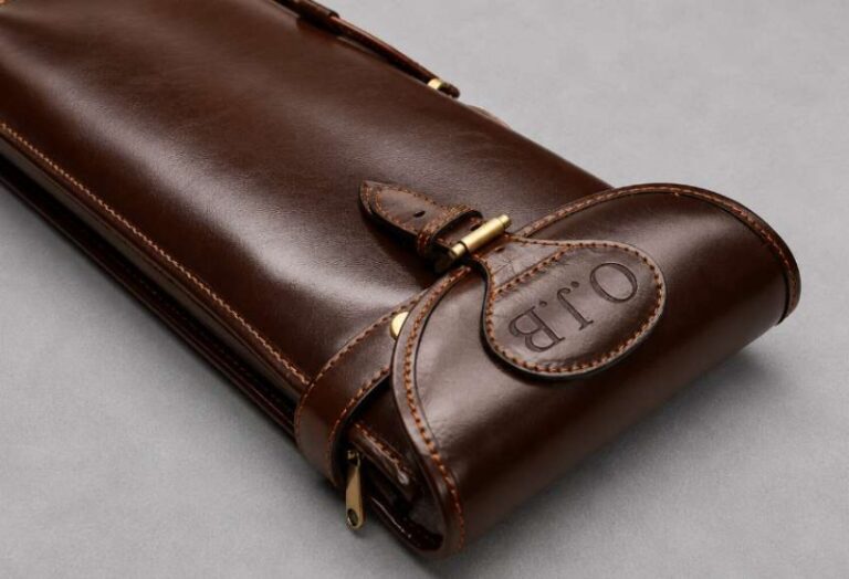 Blind Debossed Initials Leather Gun Slip Case