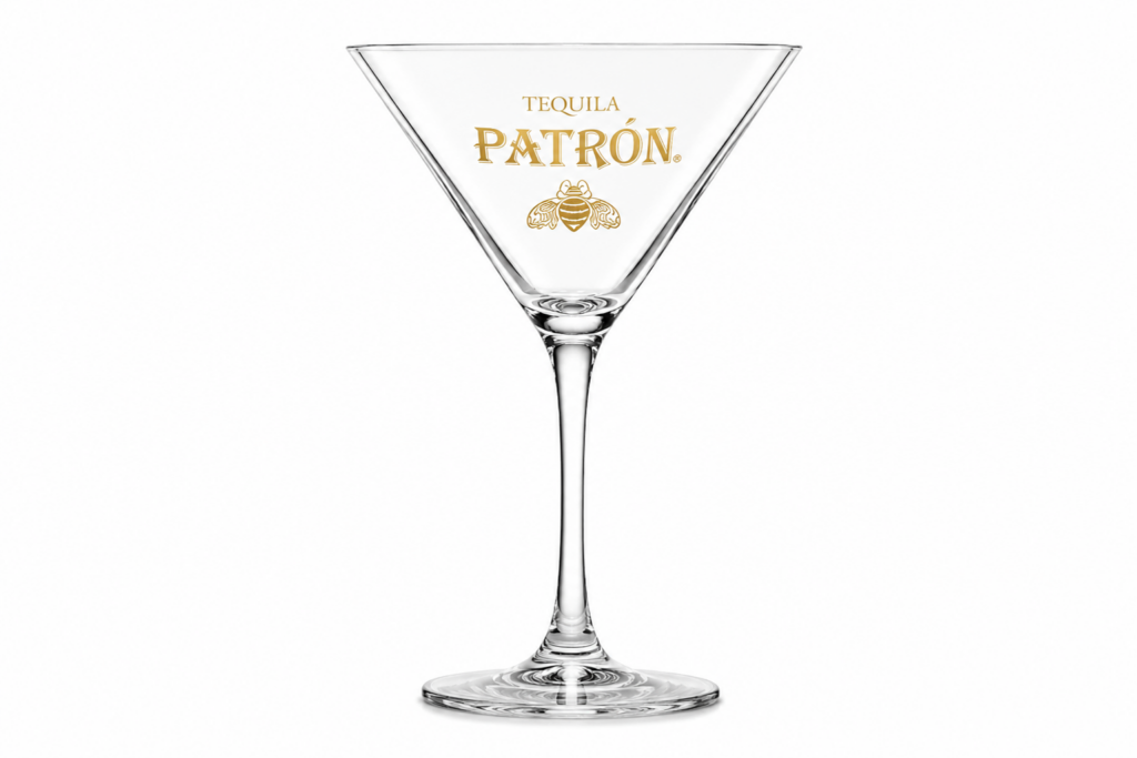 Colour Printed Patron Martini Cocktail Glass