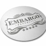 Embargo Republic Engraved Stainless Steel Drinks Coaster Custom Barware