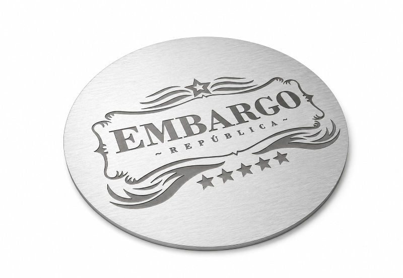 Embargo Republic Engraved Stainless Steel Drinks Coaster Custom Barware