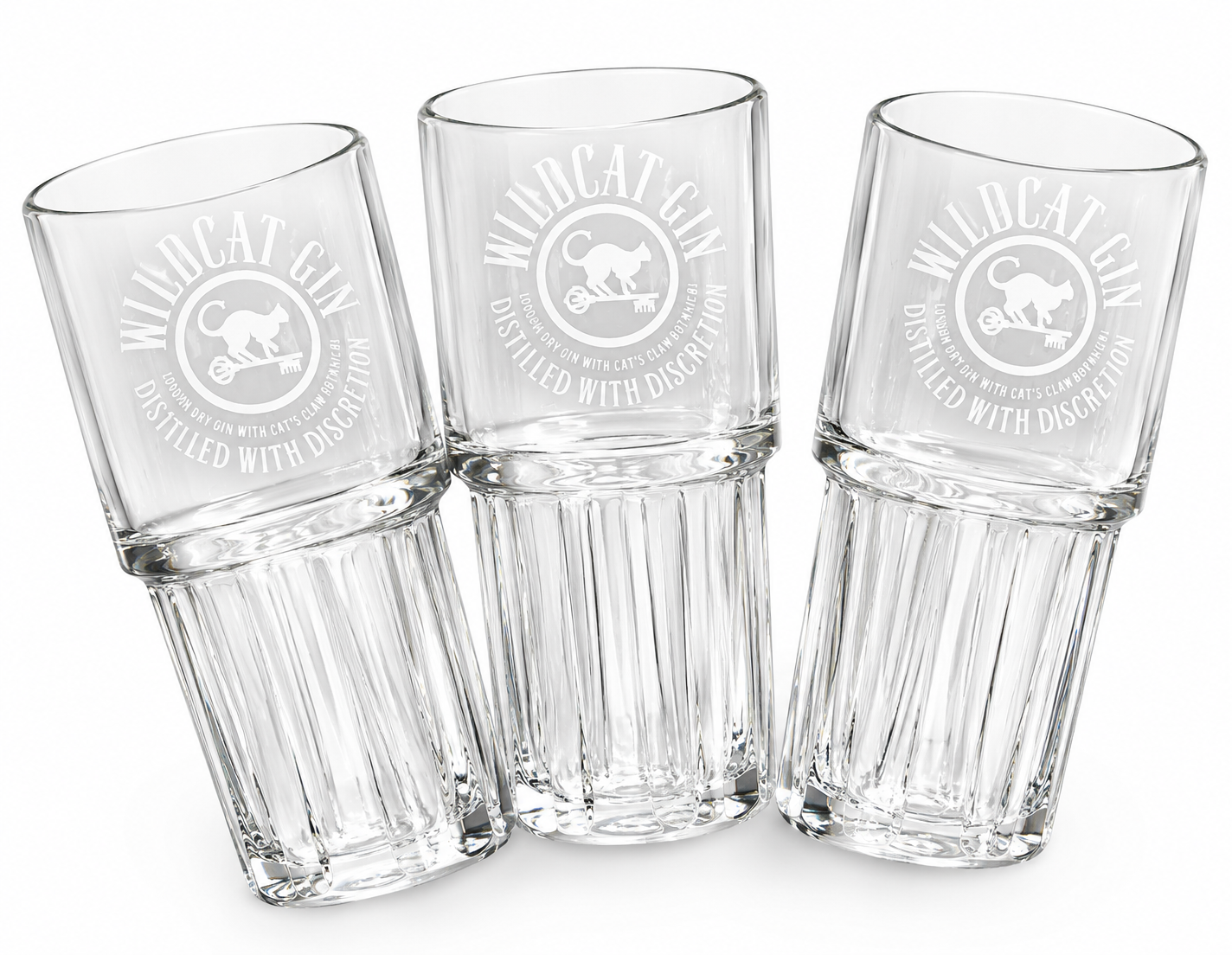 Engraved Wildcat Gin Crystal Tumbler Glasses Premium Gin Glass Set