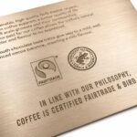 Fairtrade Rainforest Alliance Metal Engraved Brass Coffee Information Plaque