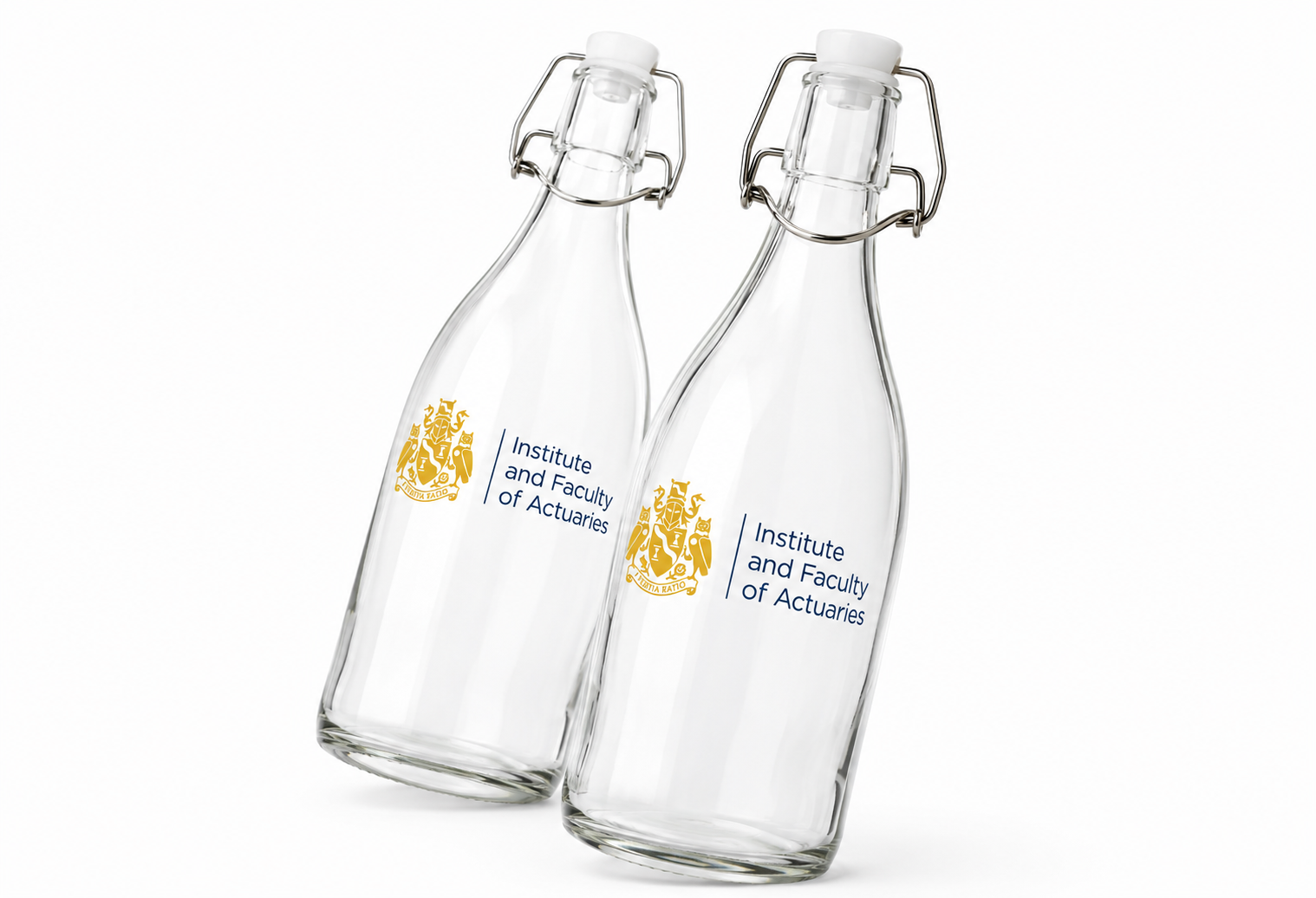 Institute And Faculty Of Actuaries Colour Printed Glass Swing Top Water Bottles