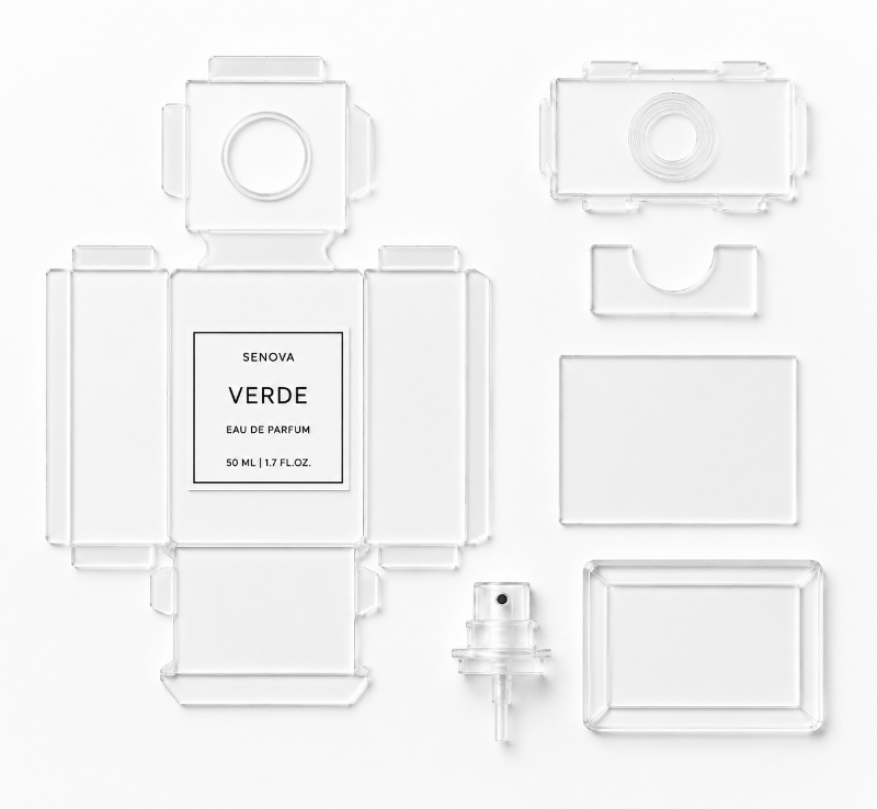 Laser Cut Clear Acrylic Perfume Packaging Components Laser Cut Clear Acrylic Perfume Packaging Components