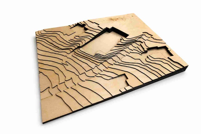 Laser Cut Plywood Topographical Contour Site Model