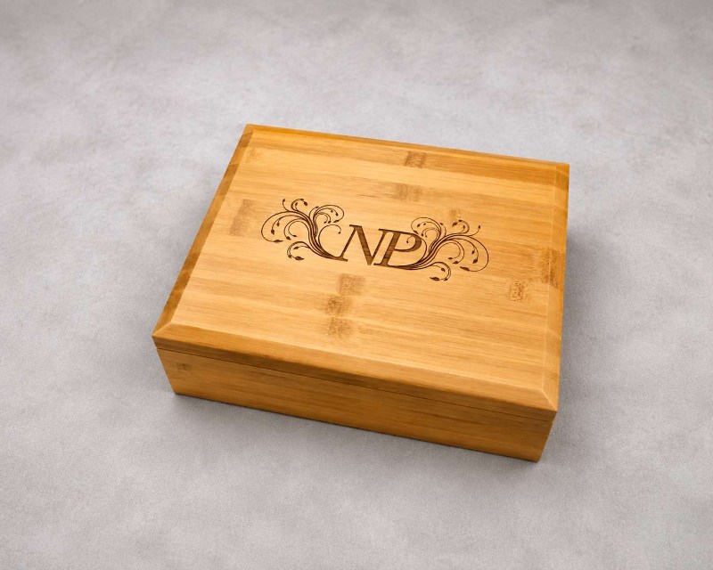 Laser Engraved Bamboo Keepsake Box Personalized Monogram Laser Engraved Bamboo Keepsake Box Personalized Monogram