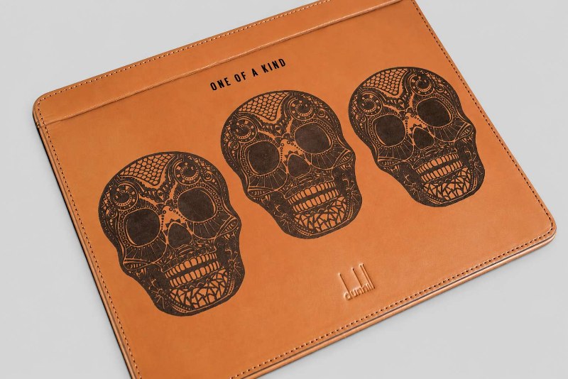 Laser Engraved Dunhill Leather Ipad Case Mexican Skulls