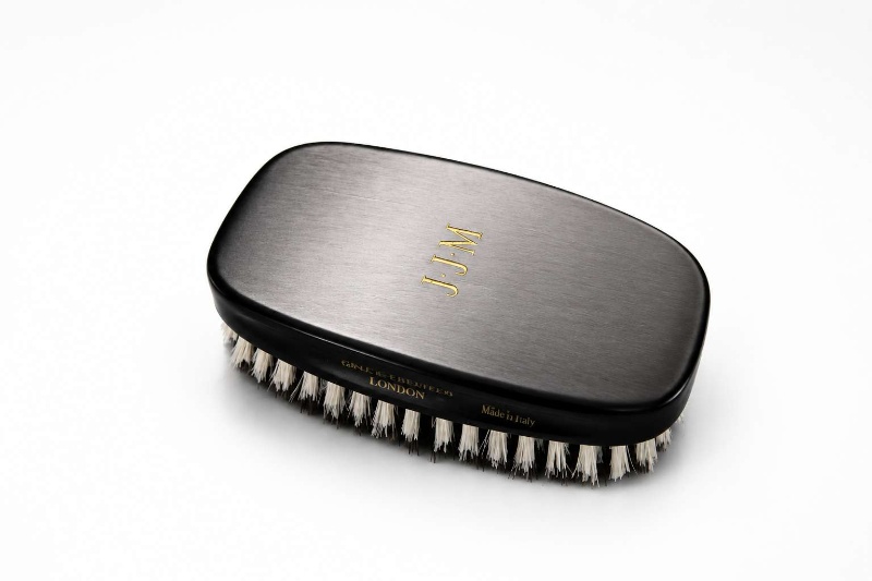 Laser Engraved Ebony Wood Military Hairbrush Gold Initials Laser Engraved Ebony Wood Military Hairbrush Gold Initials