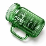 Personalised Engraved Green Glass Mason Jar Mug Custom Drinking Glass