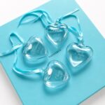 Personalised Tiffany Glass Heart Ornaments Engraved Keepsake Gifts