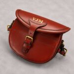 Personalized Leather Cartridge Bag Gold Initials