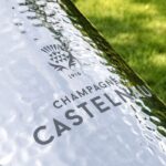 Sandblast Engraved Champagne Castelnau Hammered Metal Ice Bucket