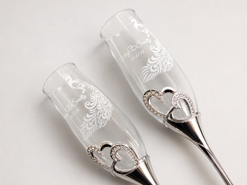 Sandblast Engraved Personalised Wedding Champagne Flutes Sandblast Engraved Personalised Wedding Champagne Flutes