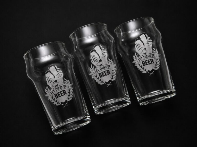 Sandblasted Engraved Beer Glasses Set