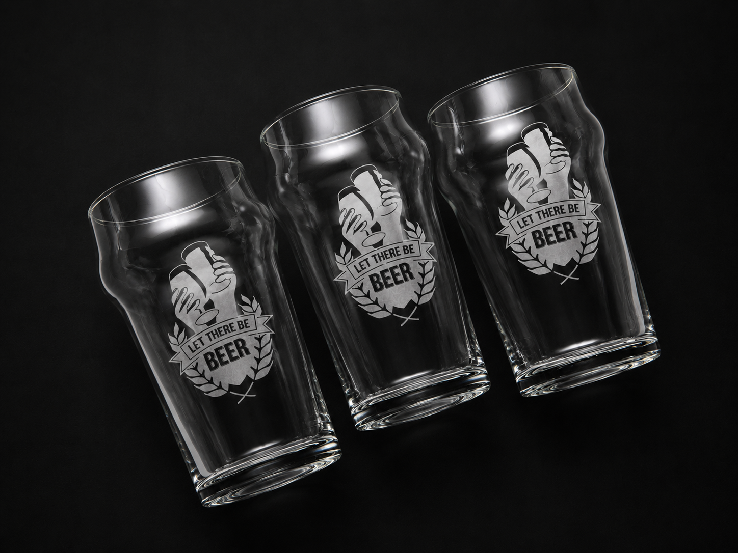 Sandblasted Engraved Beer Glasses Set