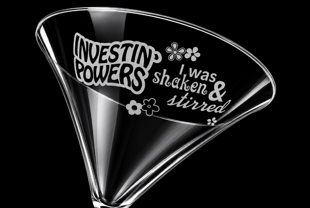Sandblasted Engraved Martini Cocktail Glass
