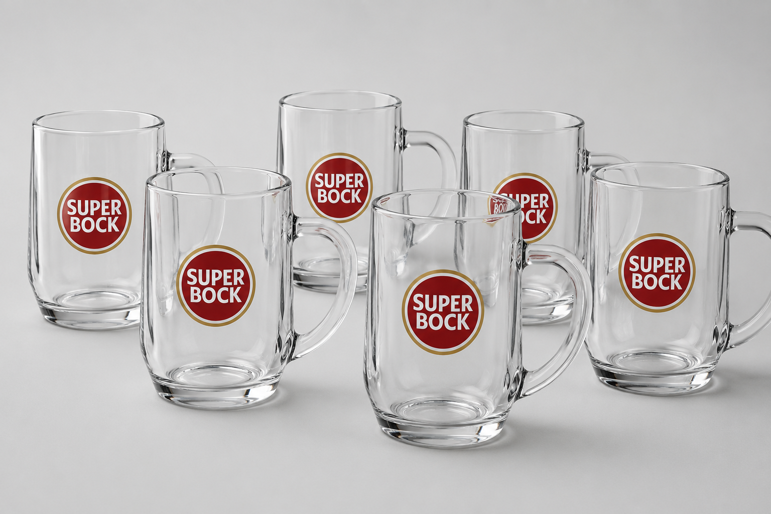 Super Bock Branded Glass Beer Mugs Custom Printed Promotional Drinkware
