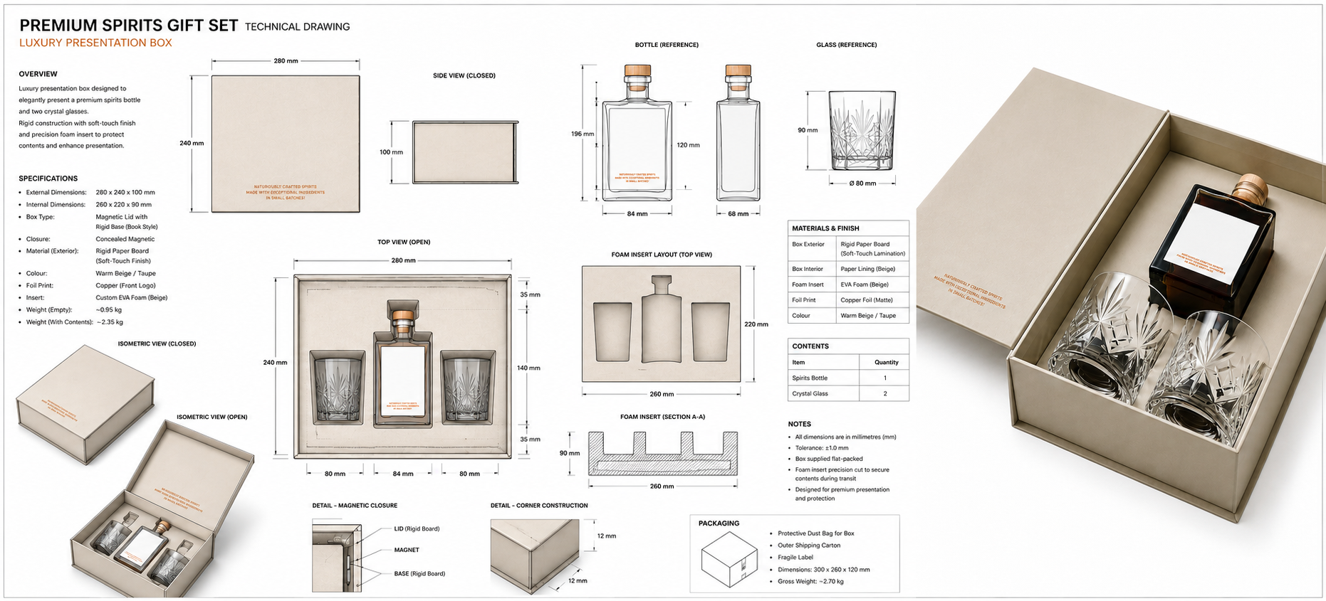 Custom Whiskey Presentation Box Laser Cut Packaging Foam Insert Copy 1