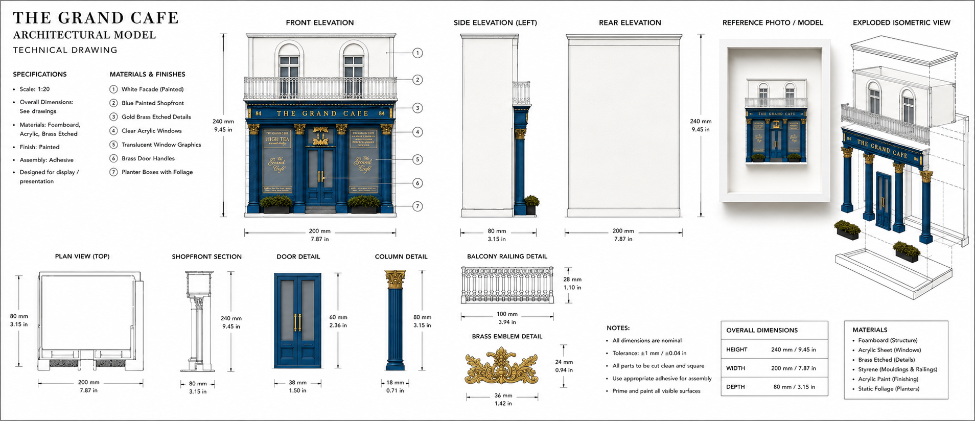 Laser Cut Acrylic Metal Parts Miniature Shop Facade Model 1