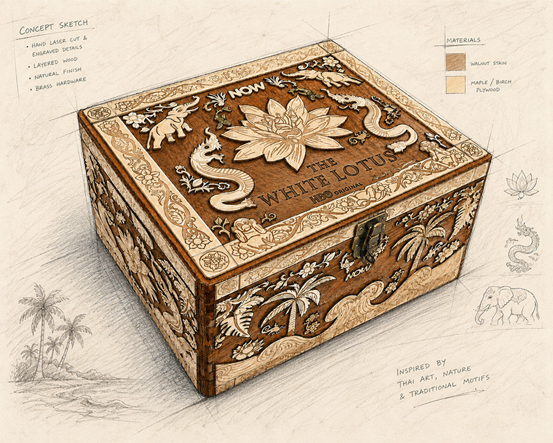 Laser Cut Plywood Presentation Box Custom Engraved Wooden Gift Box